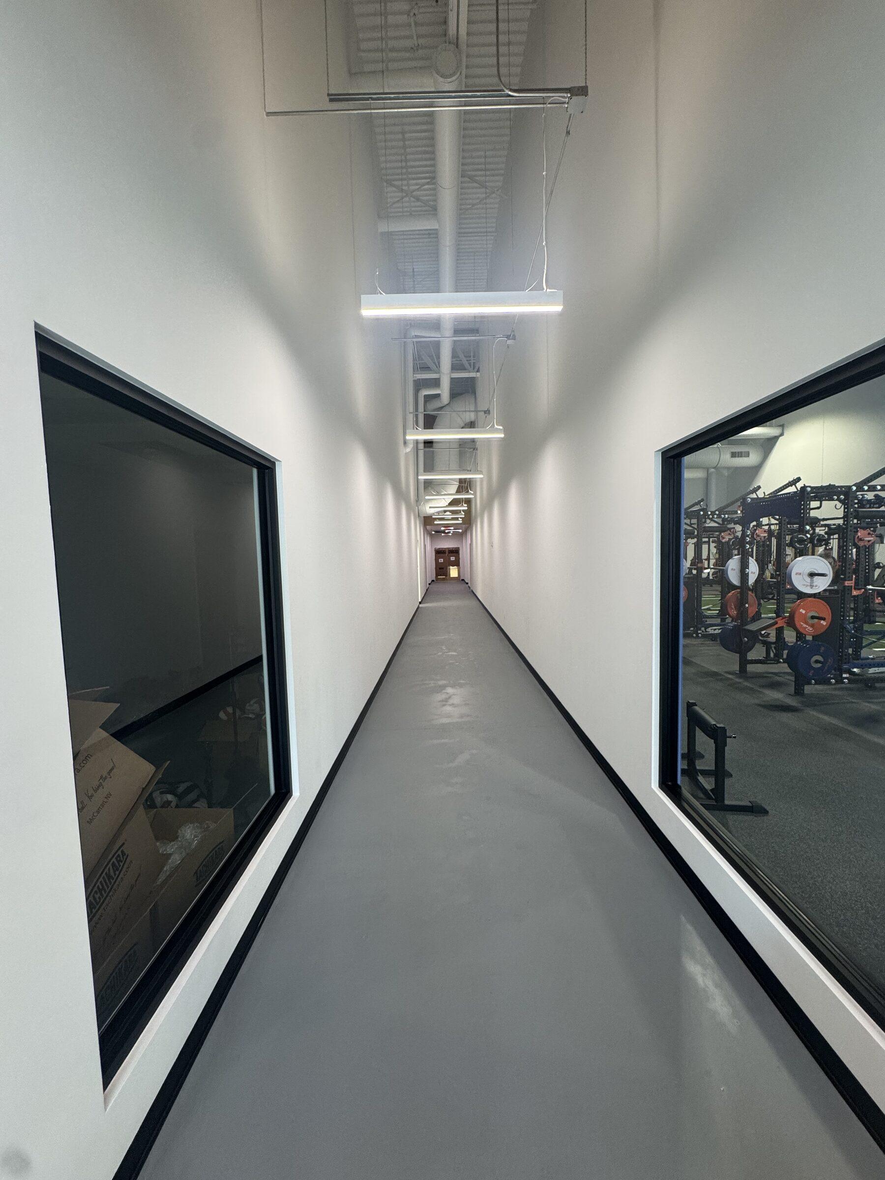 Sports academy gym hallway kept spotless for athletes