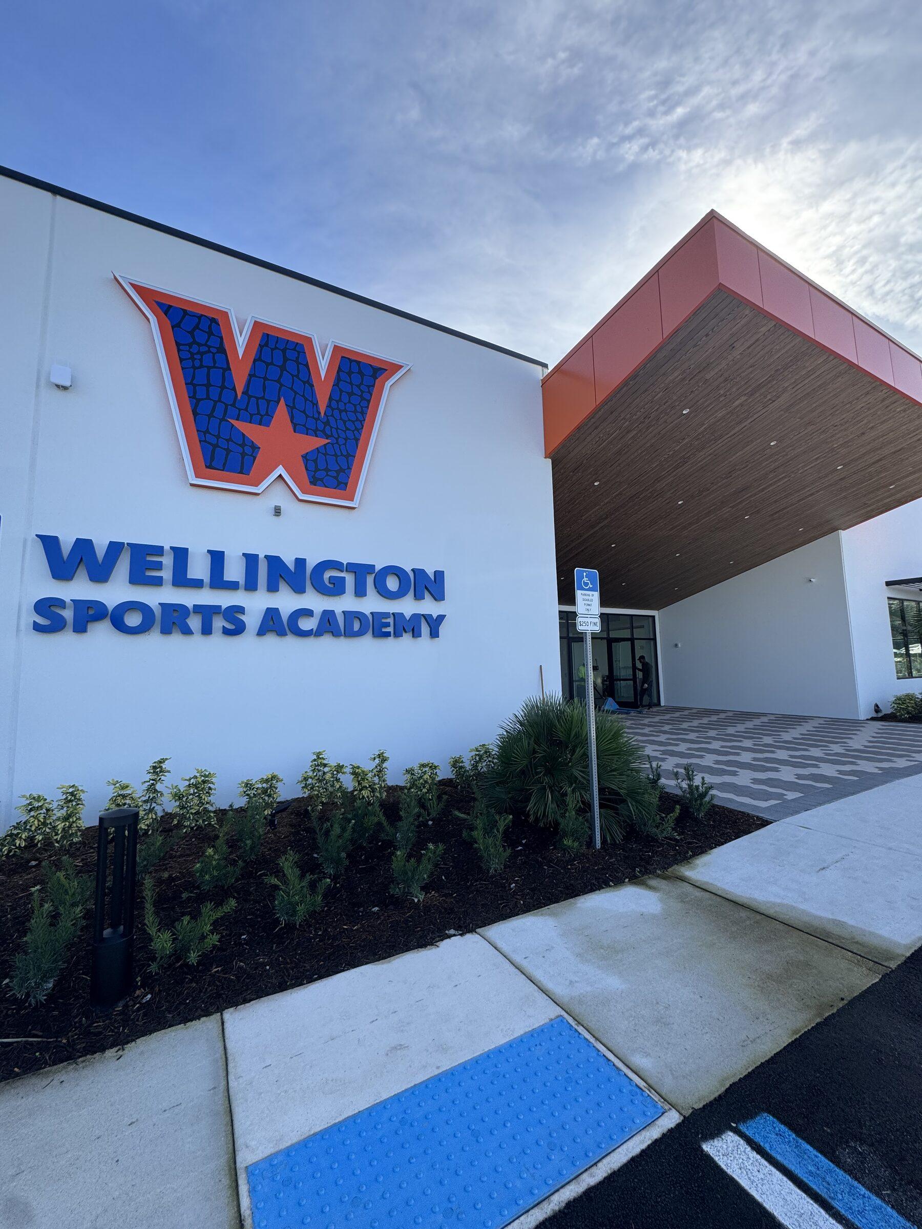 Sports academy entrance after window and floor detailing